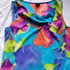 Worthington sz L tank top-gathered V neck off to 1 side